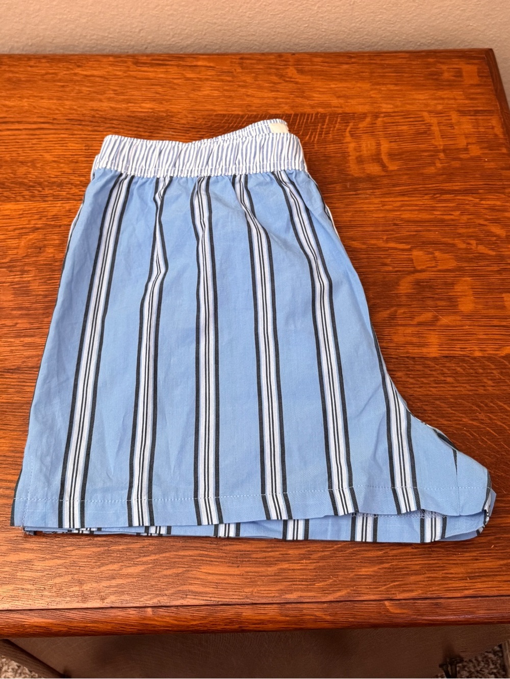 BDG Blue and White Vertical Stripe Boxer Shorts - Picture 5 of 6